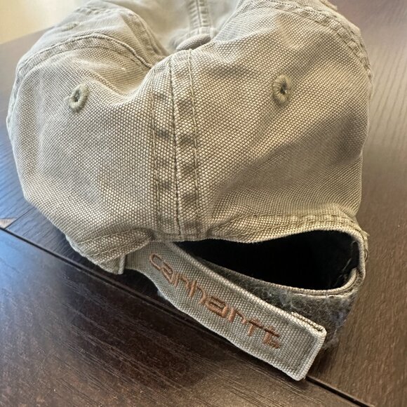 Carhartt Green Canvas Logo Patch Adjustable Hat Cotton One Size - Picture 4 of 4